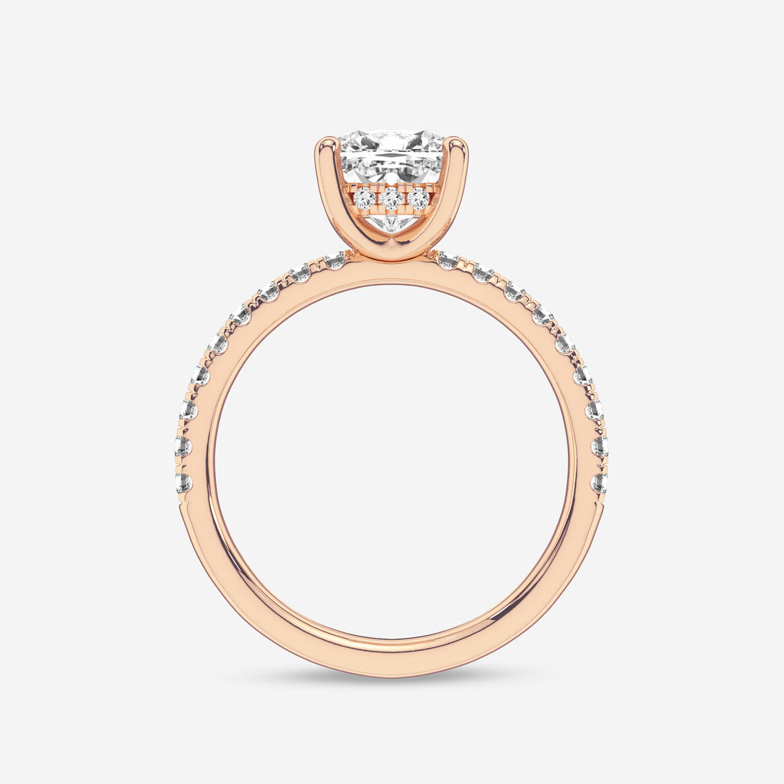Luxury Cushion Cut Lab Grown Diamond Double Hidden Halo Engagement Ring