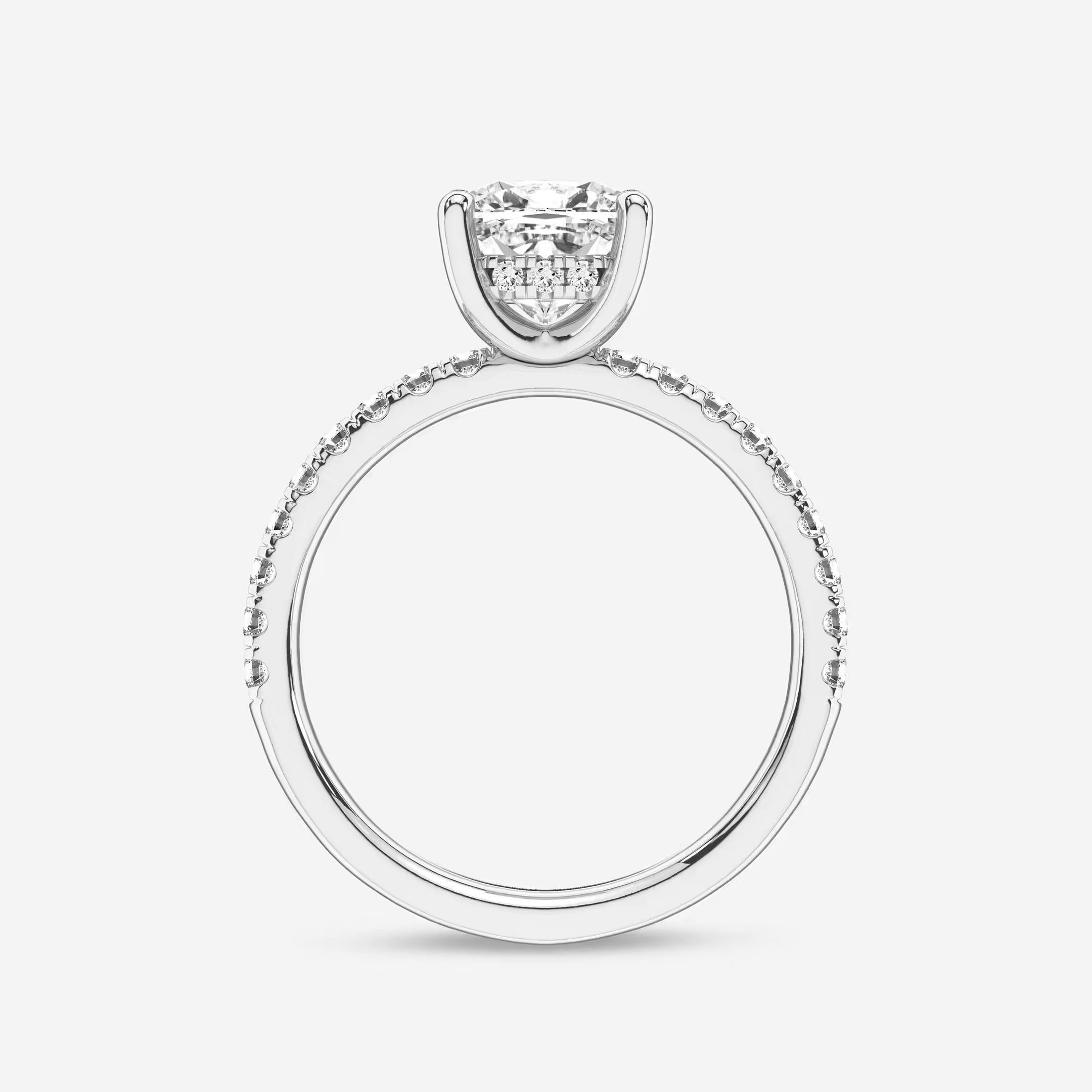 Luxury Cushion Cut Lab Grown Diamond Double Hidden Halo Engagement Ring