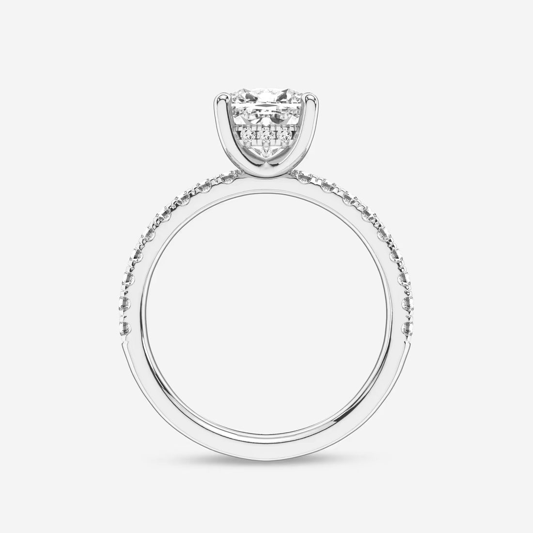 Luxury Cushion Cut Lab Grown Diamond Double Hidden Halo Engagement Ring