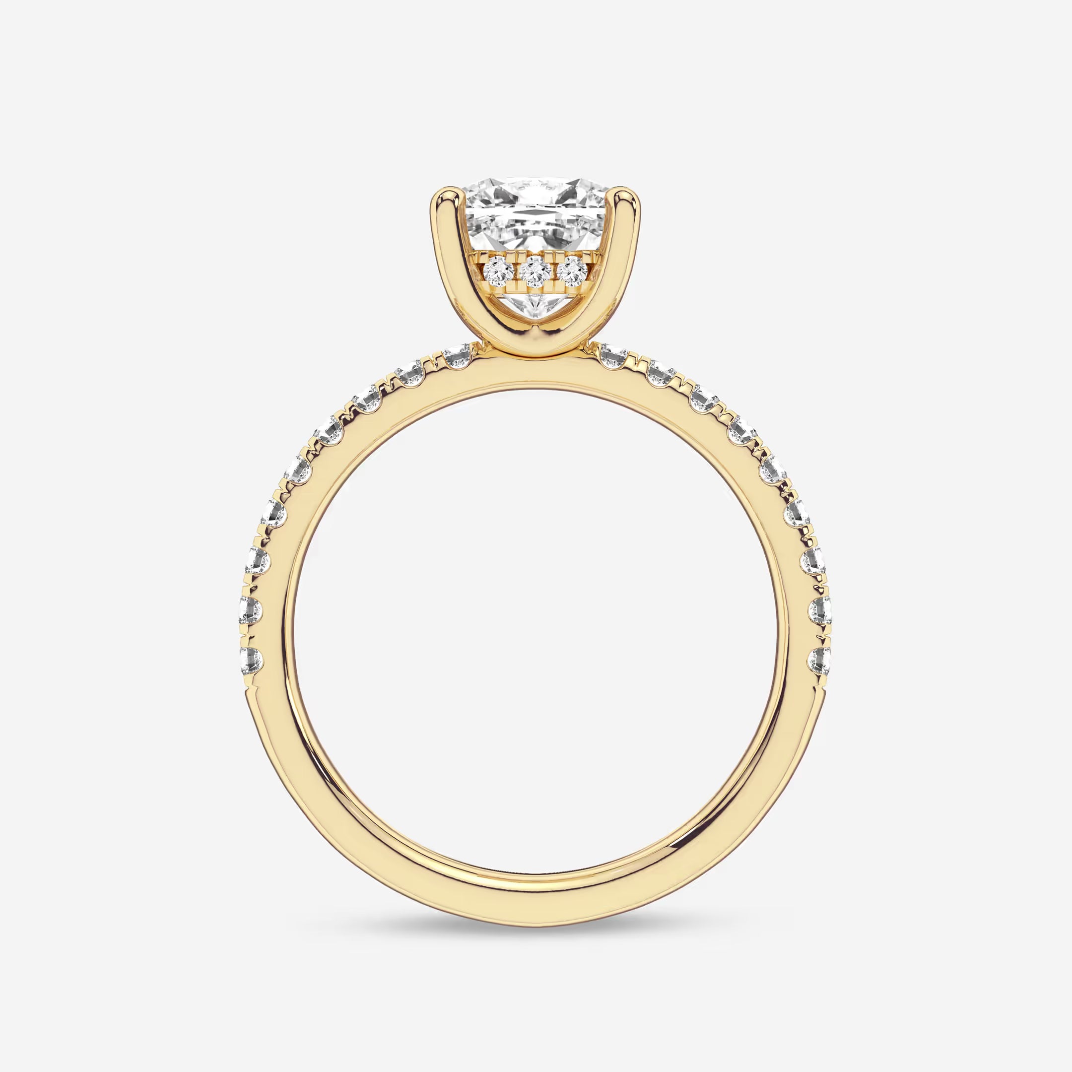 Luxury Cushion Cut Lab Grown Diamond Double Hidden Halo Engagement Ring