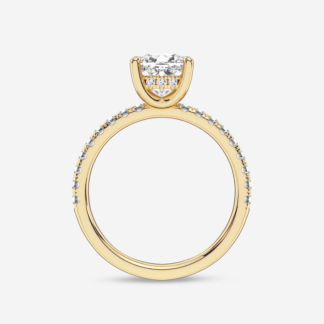 Luxury Cushion Cut Lab Grown Diamond Double Hidden Halo Engagement Ring