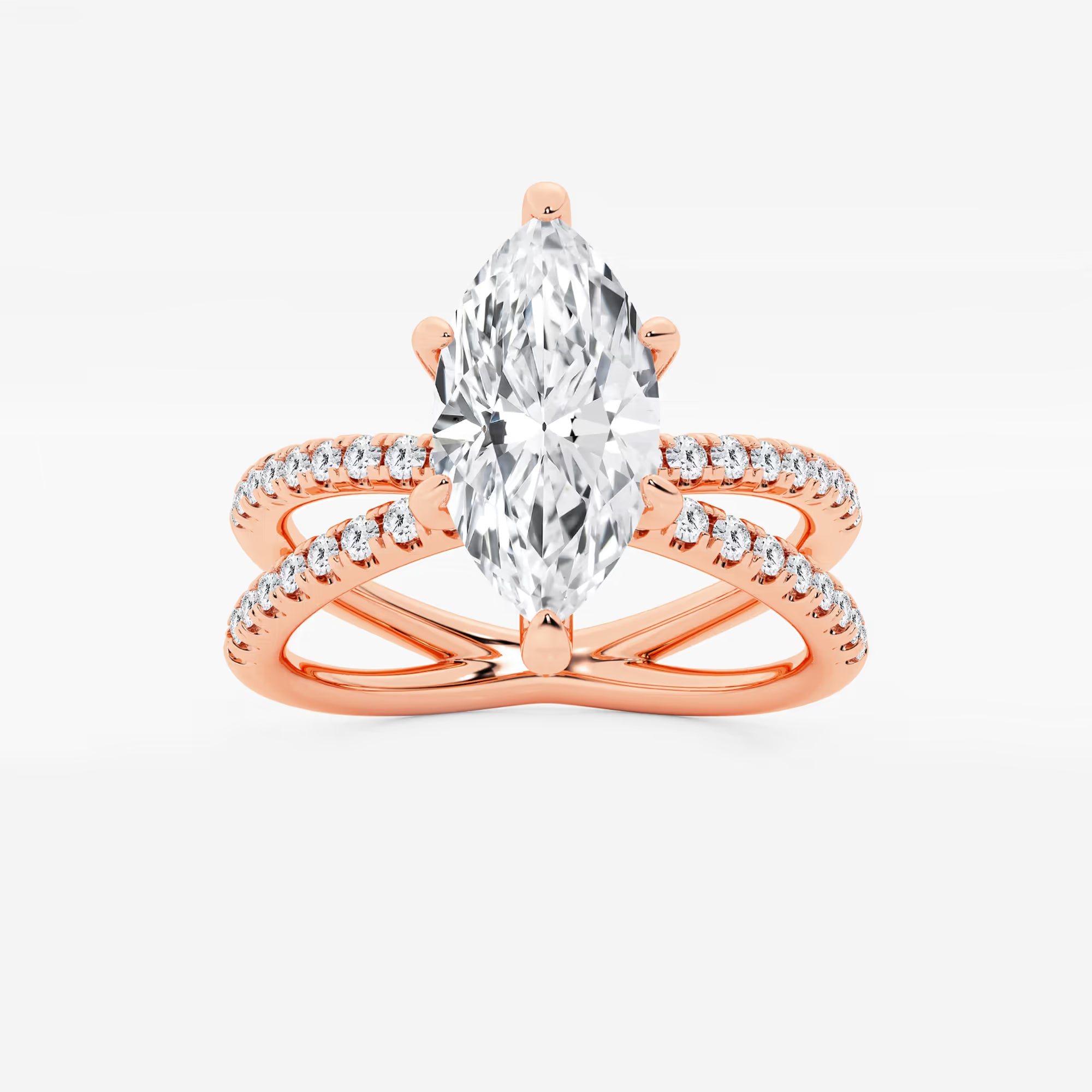 Aurielle Marquise Lab-Grown Diamond Crossover Micro Pavé Engagement Ring