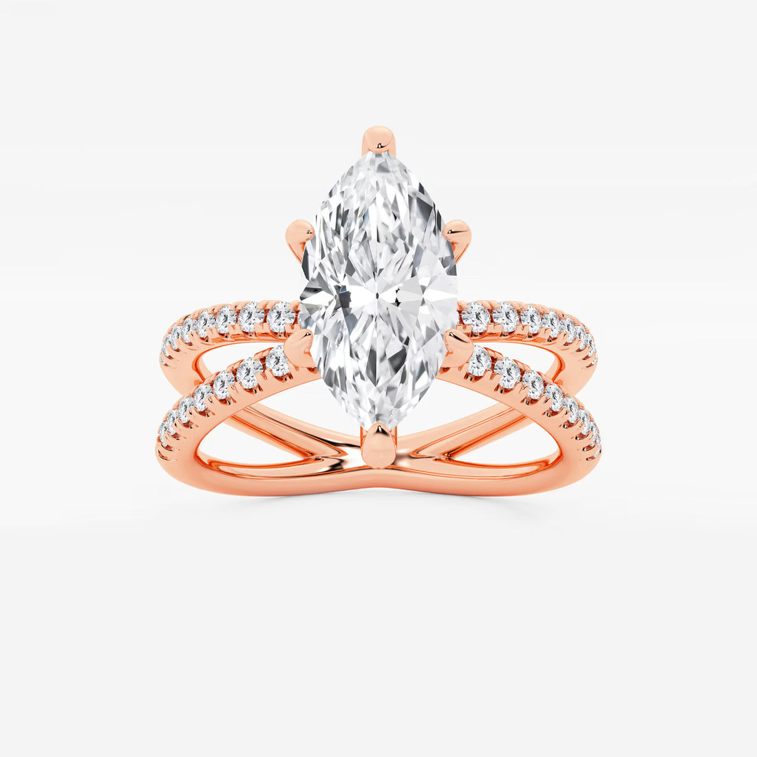 Aurielle Marquise Lab-Grown Diamond Crossover Micro Pavé Engagement Ring
