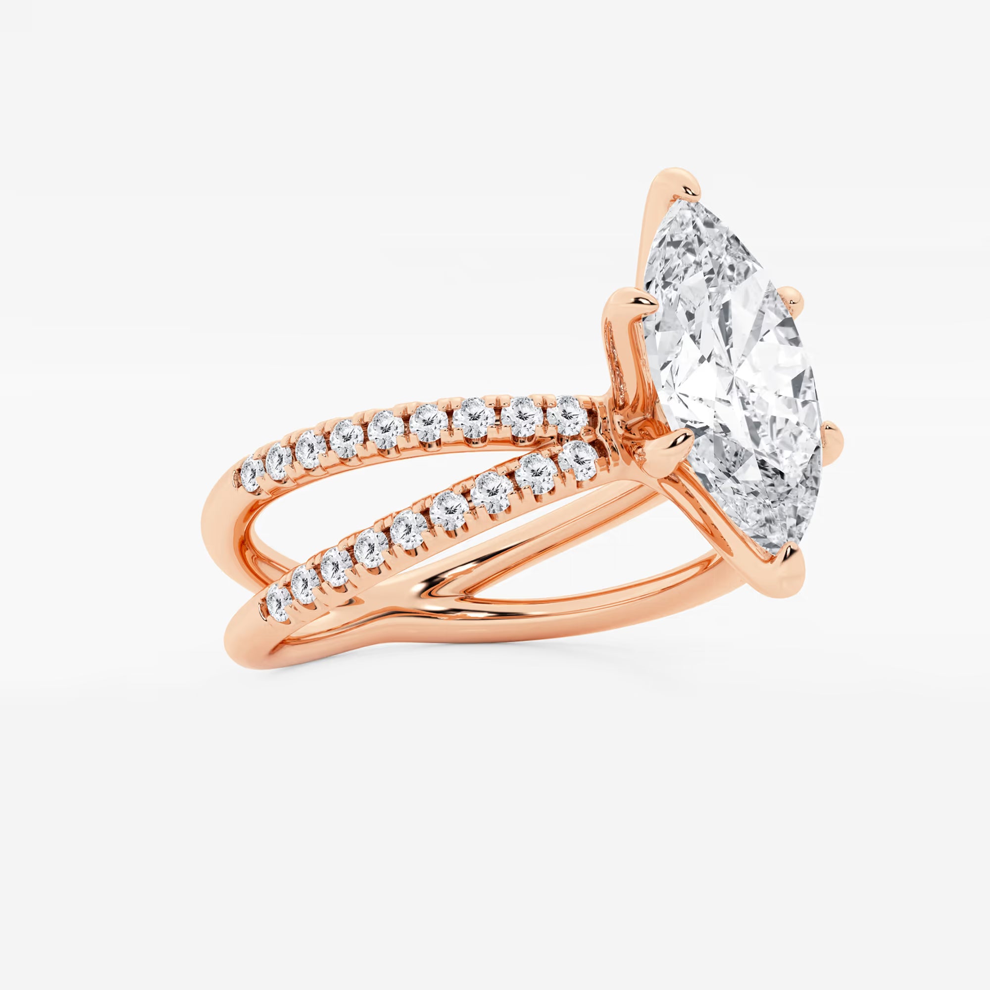 Aurielle Marquise Lab-Grown Diamond Crossover Micro Pavé Engagement Ring