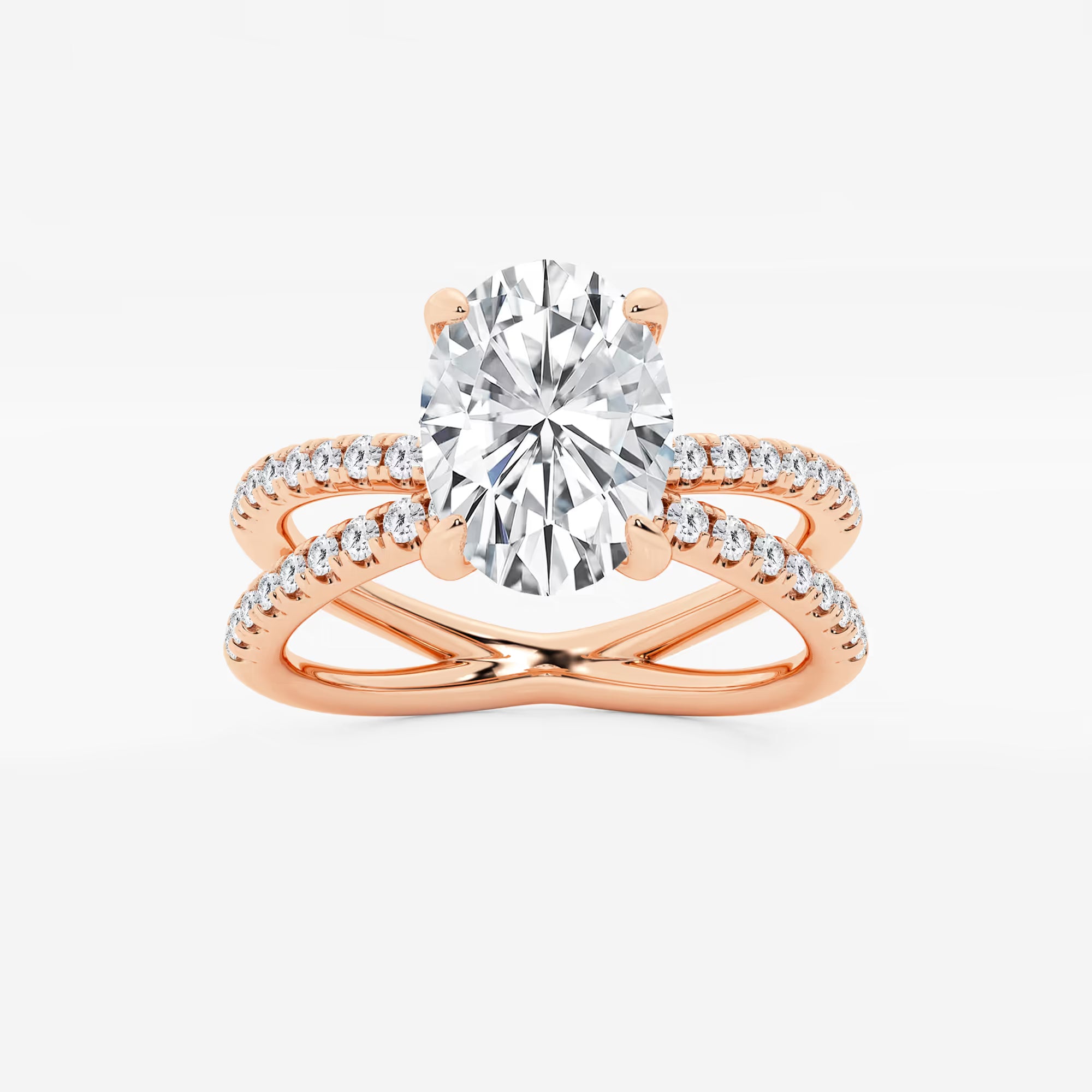 Romantic Oval Lab Diamond Twisted Pave Bridal Ring