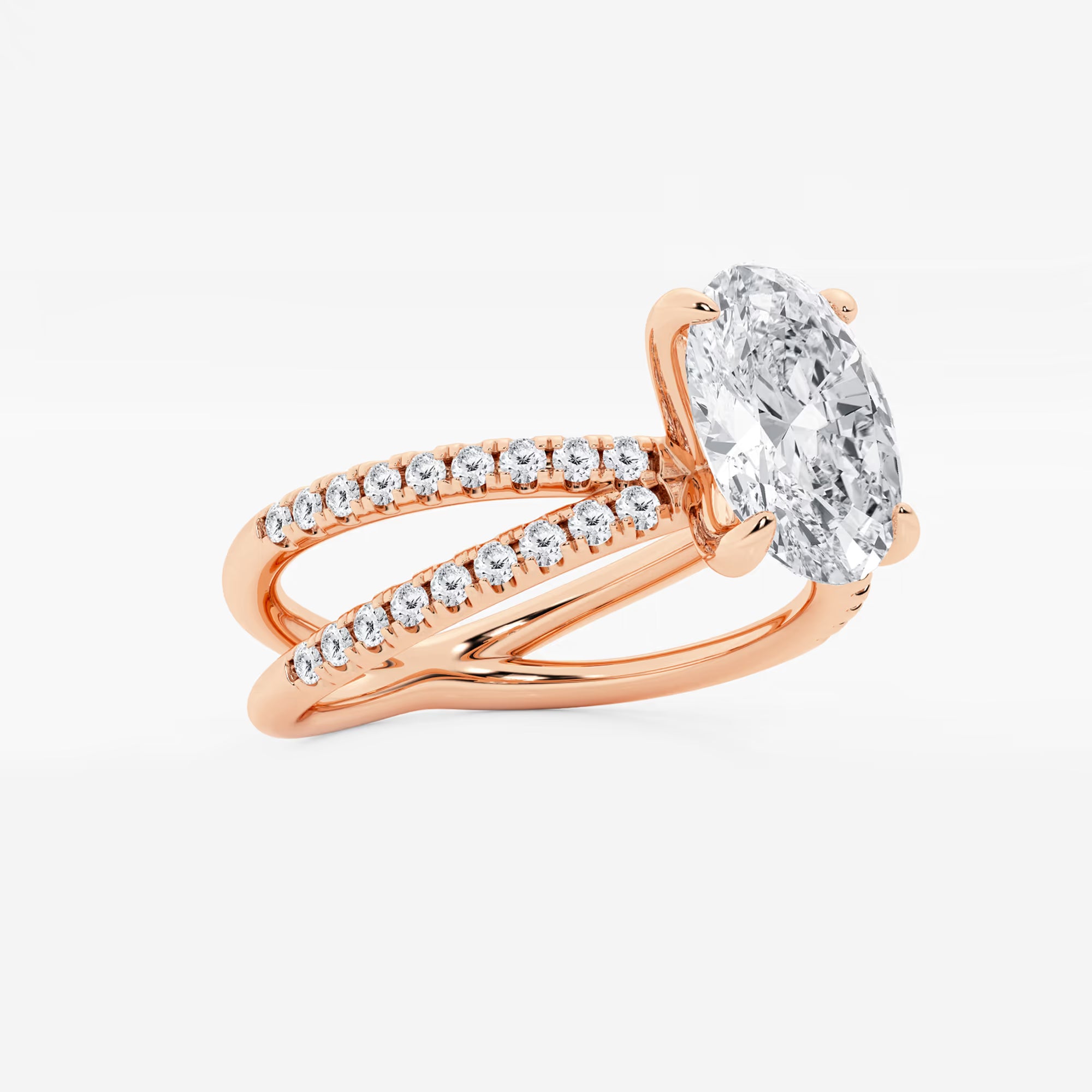 Romantic Oval Lab Diamond Twisted Pave Bridal Ring