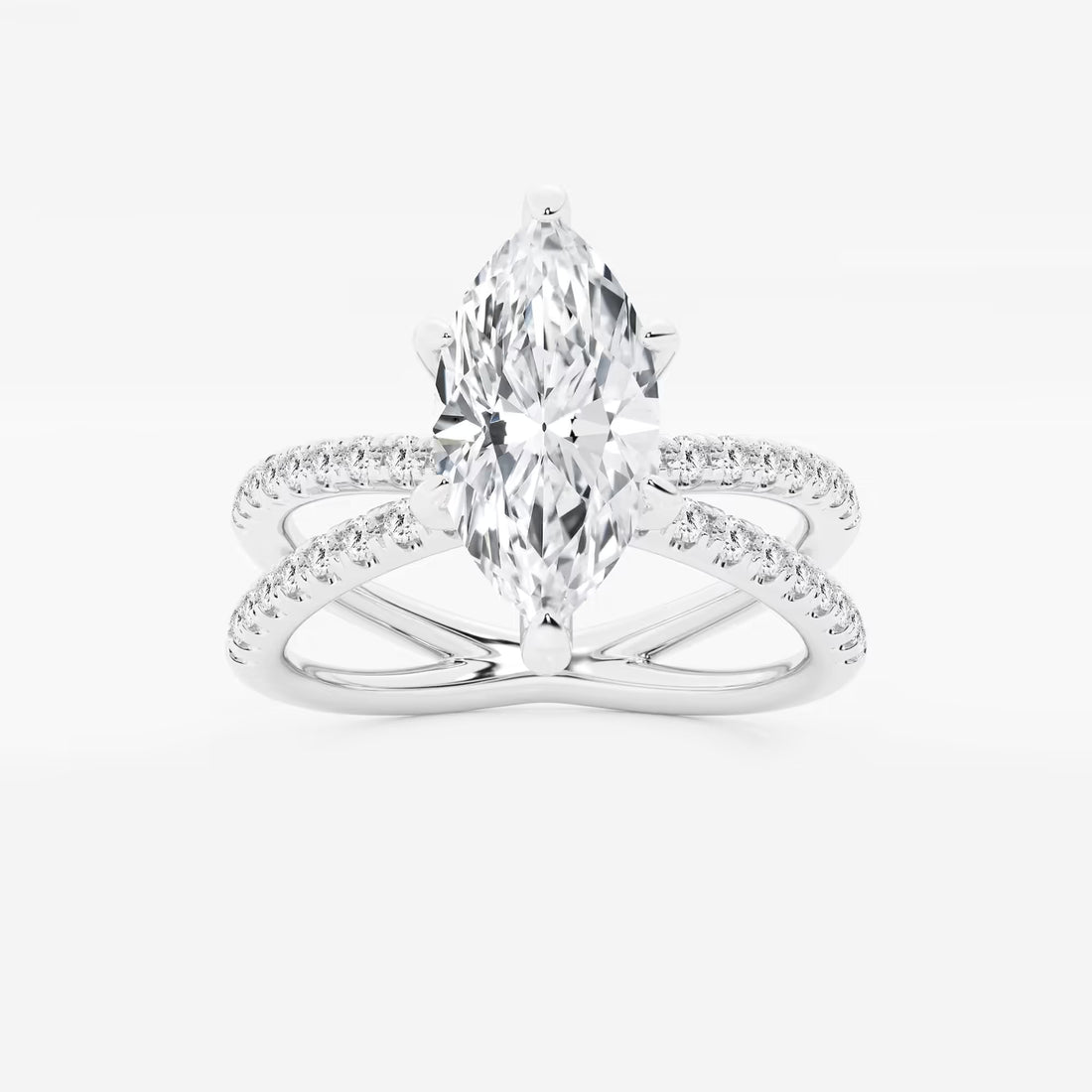 Aurielle Marquise Lab-Grown Diamond Crossover Micro Pavé Engagement Ring