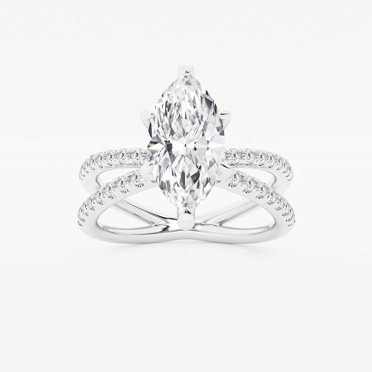 Aurielle Marquise Lab-Grown Diamond Crossover Micro Pavé Engagement Ring