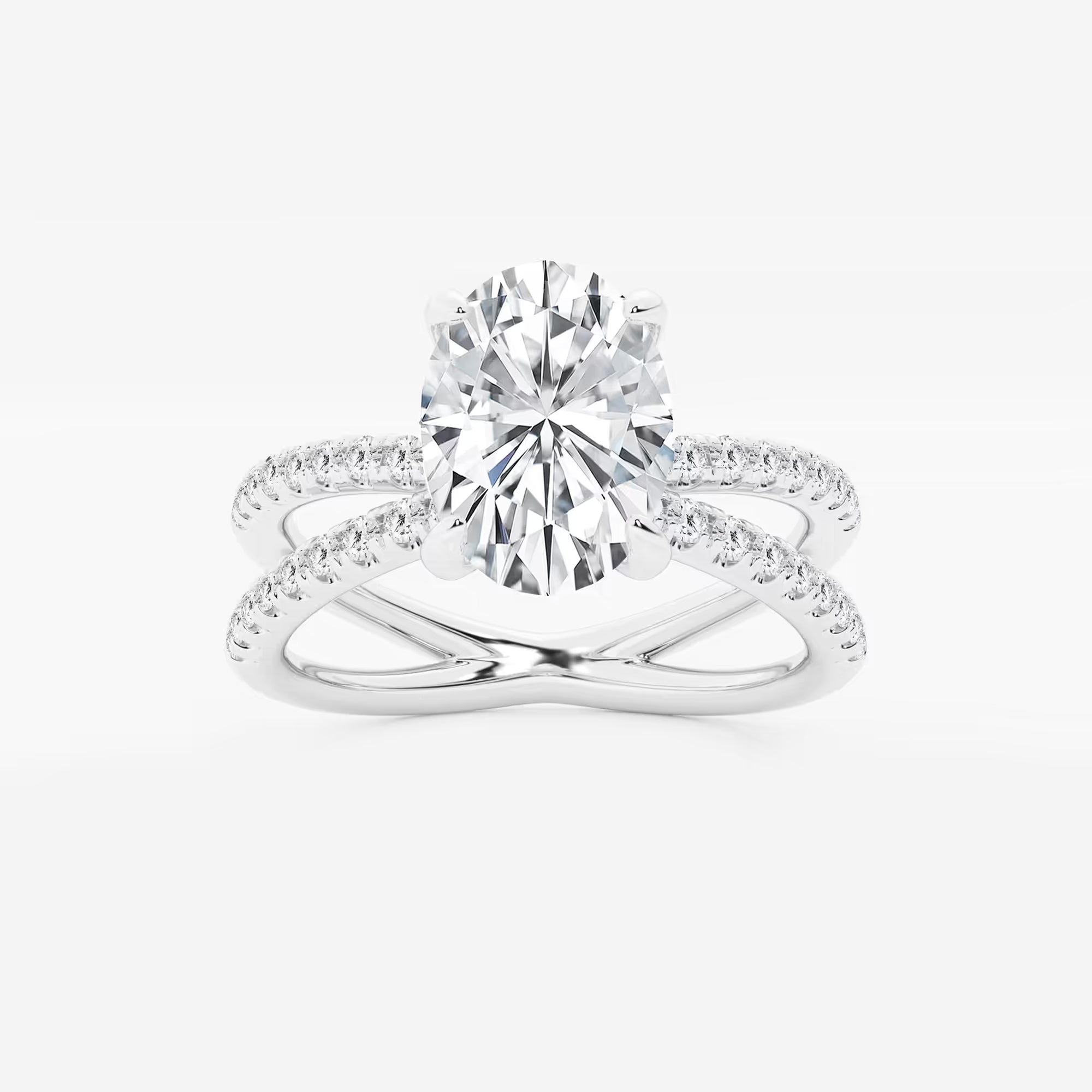 Romantic Oval Lab Diamond Twisted Pave Bridal Ring