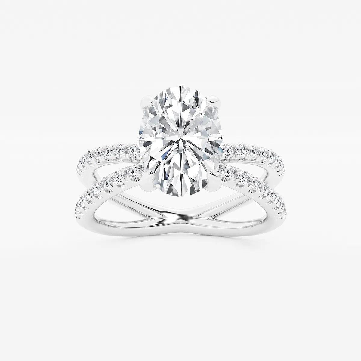 Romantic Oval Lab Diamond Twisted Pave Bridal Ring