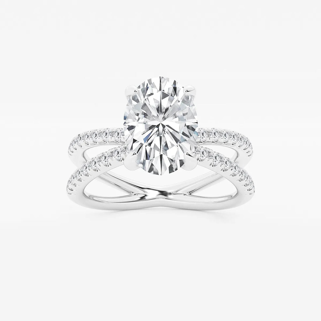 Romantic Oval Lab Diamond Twisted Pave Bridal Ring