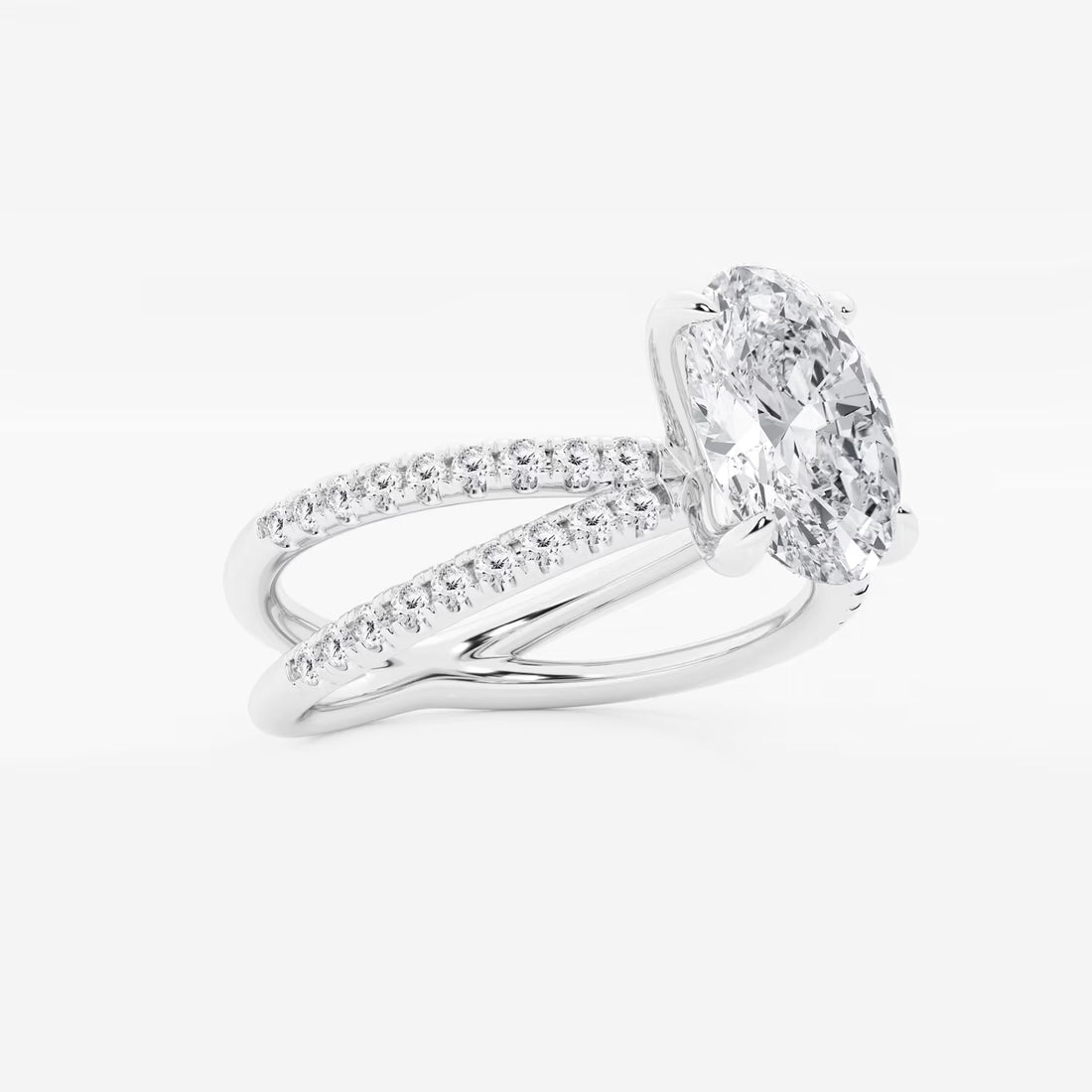 Romantic Oval Lab Diamond Twisted Pave Bridal Ring
