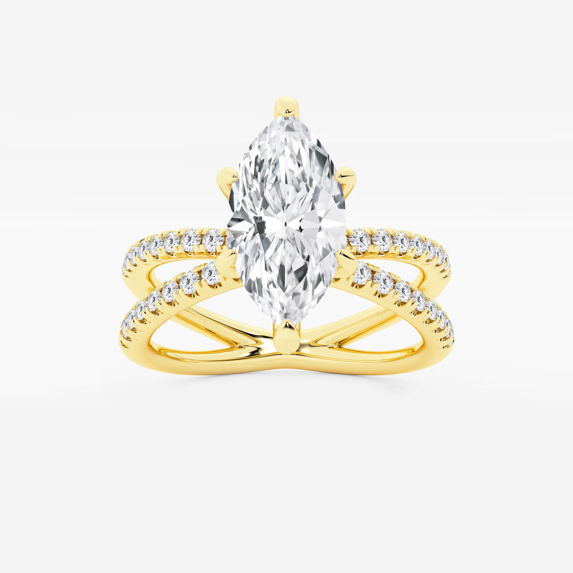 Aurielle Marquise Lab-Grown Diamond Crossover Micro Pavé Engagement Ring