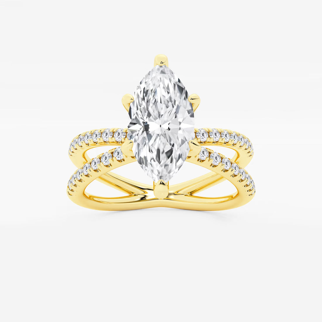 Aurielle Marquise Lab-Grown Diamond Crossover Micro Pavé Engagement Ring