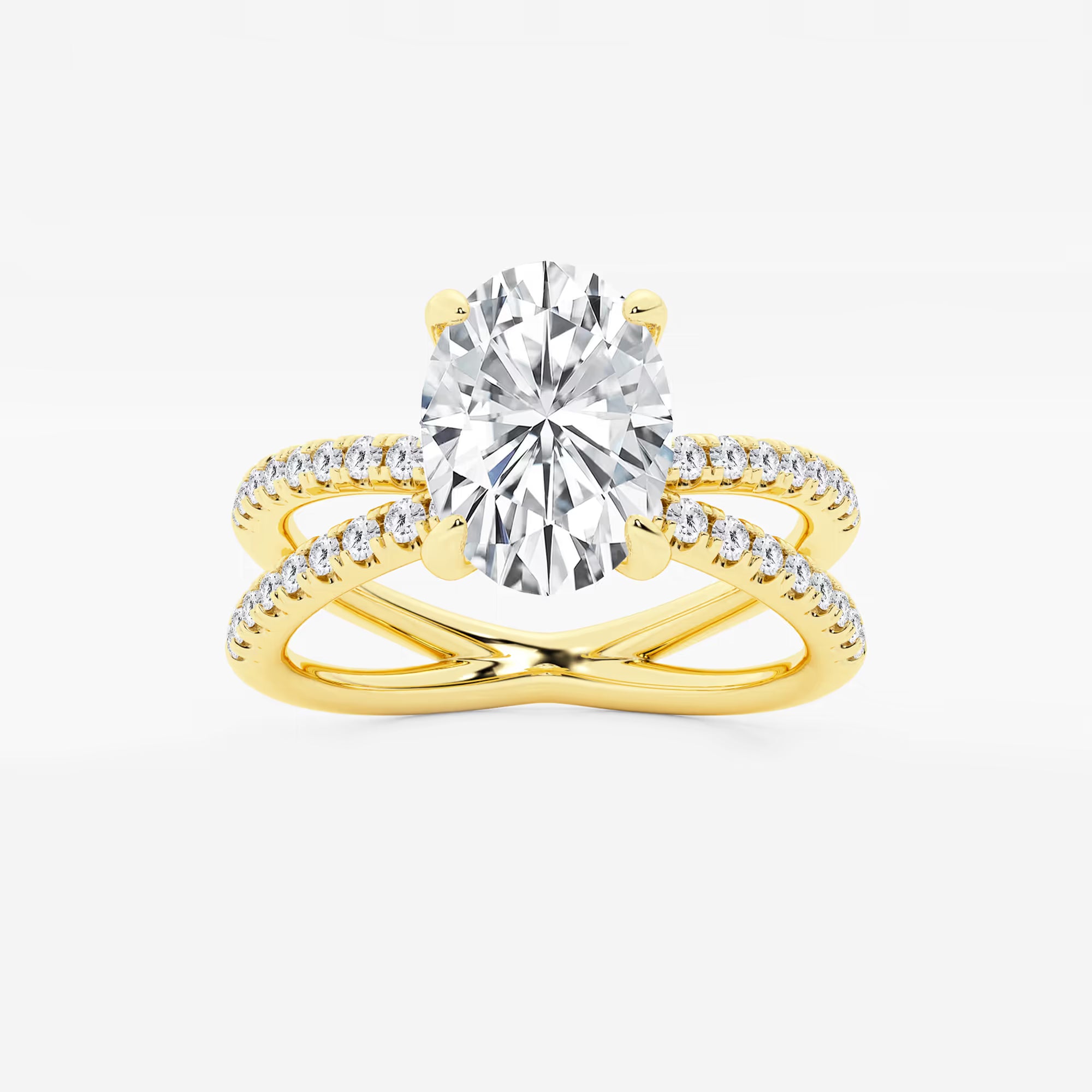 Romantic Oval Lab Diamond Twisted Pave Bridal Ring
