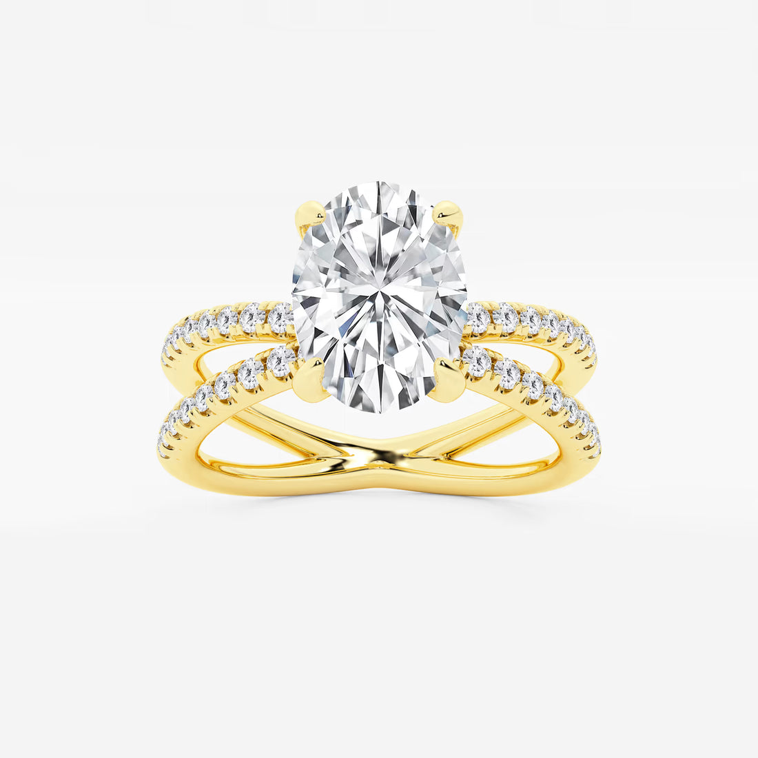 Romantic Oval Lab Diamond Twisted Pave Bridal Ring