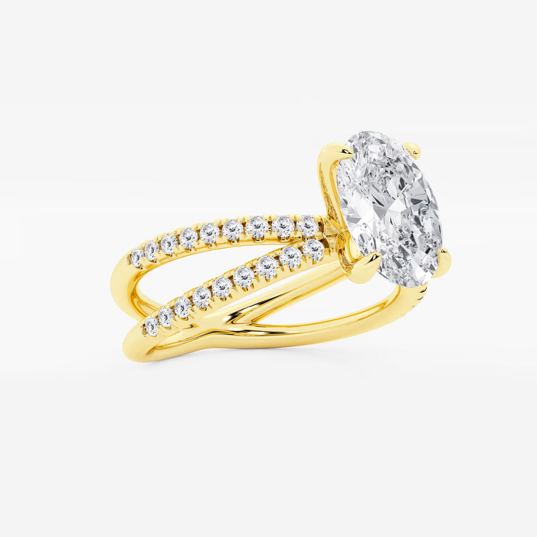 Romantic Oval Lab Diamond Twisted Pave Bridal Ring