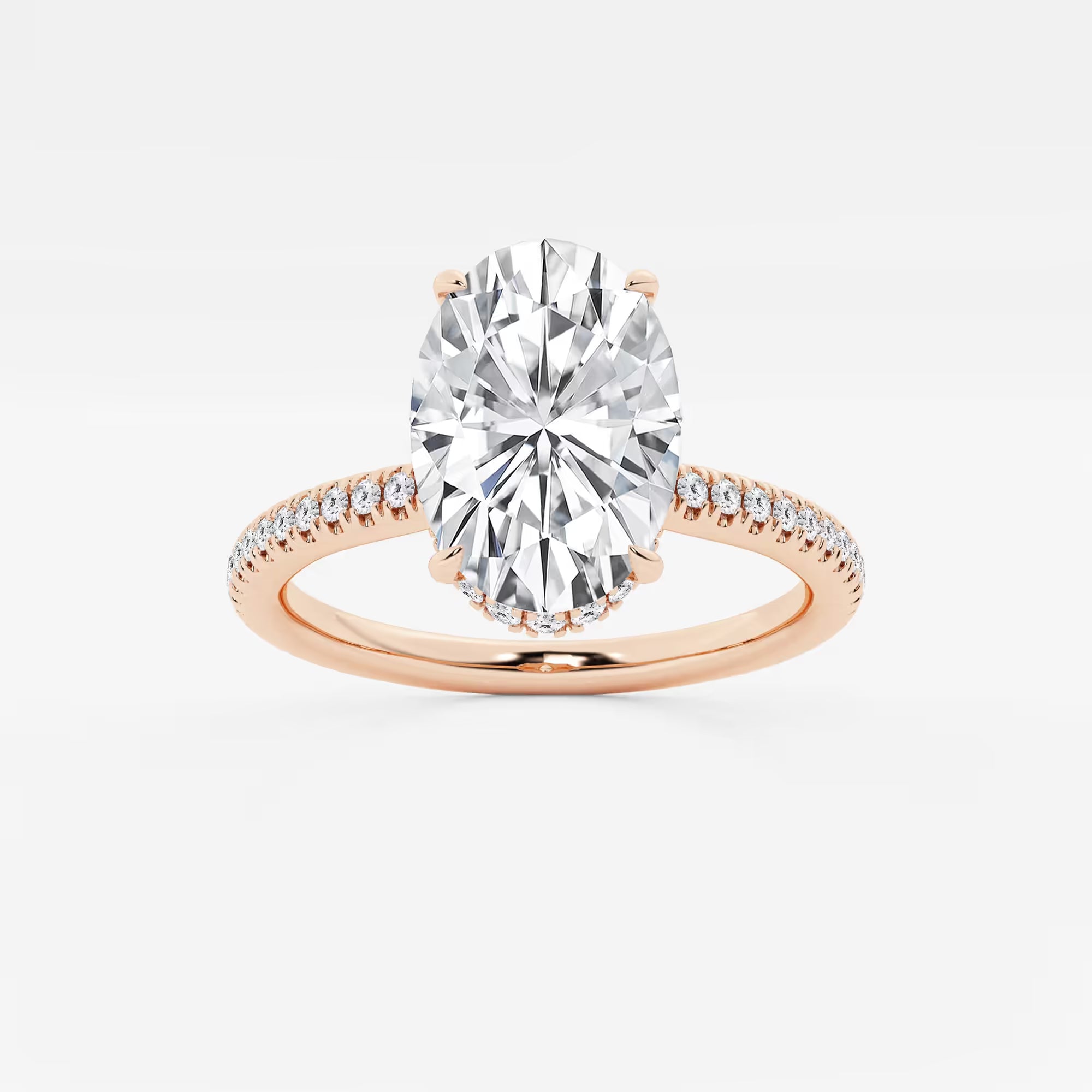 Luxury Oval Cut Lab-Grown Diamond Pavé Engagement Ring