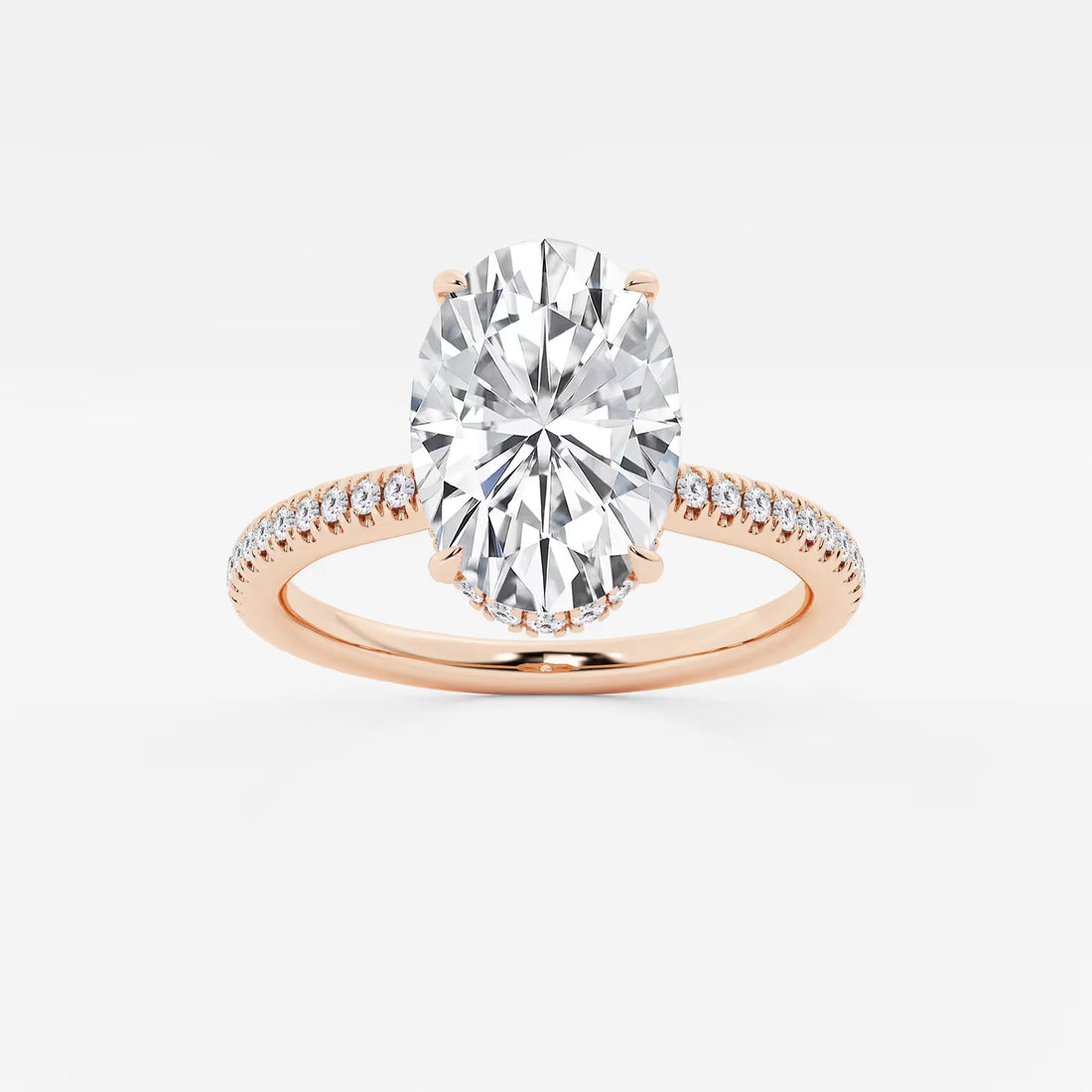 Luxury Oval Cut Lab-Grown Diamond Pavé Engagement Ring