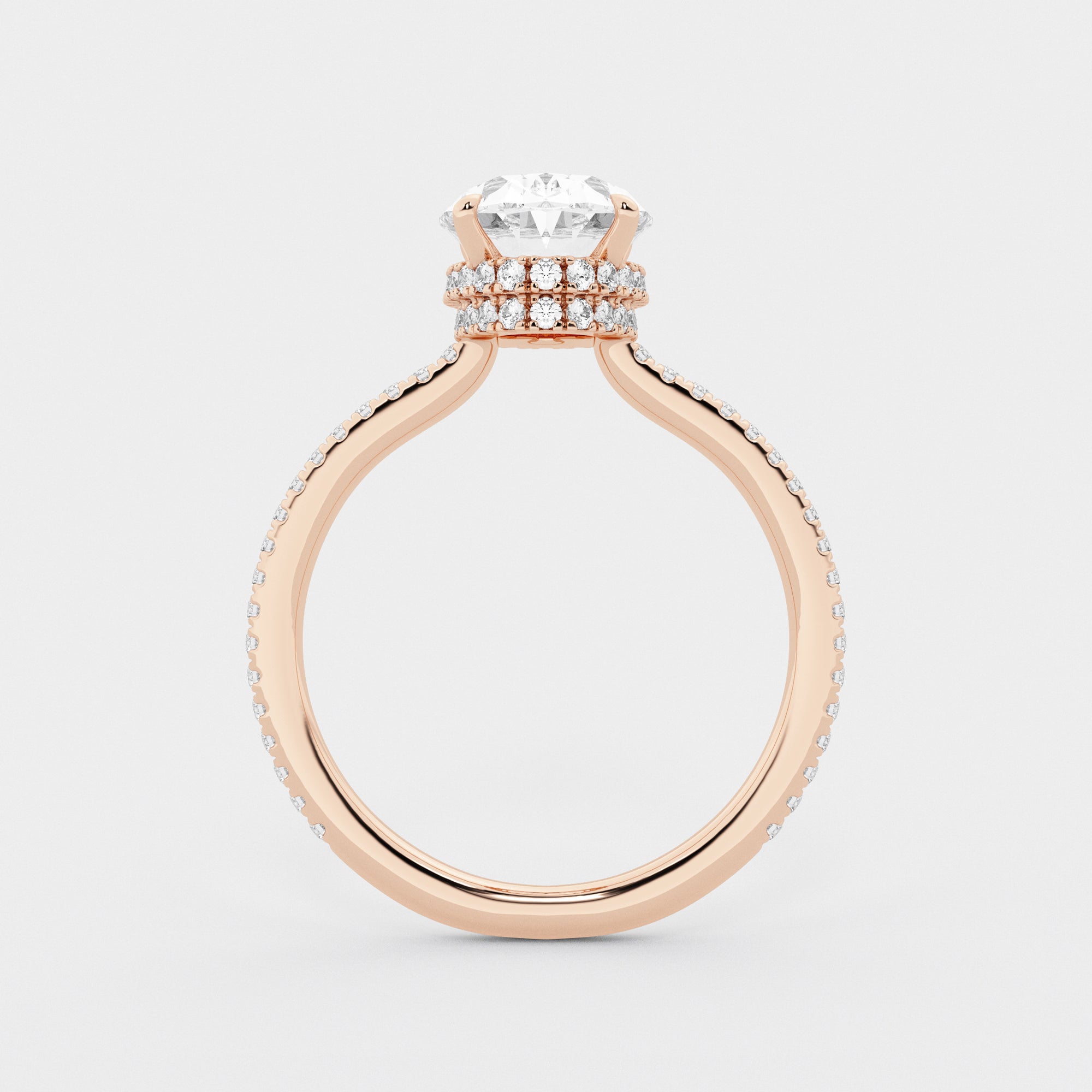 Luxury Oval Cut Lab-Grown Diamond Pavé Engagement Ring