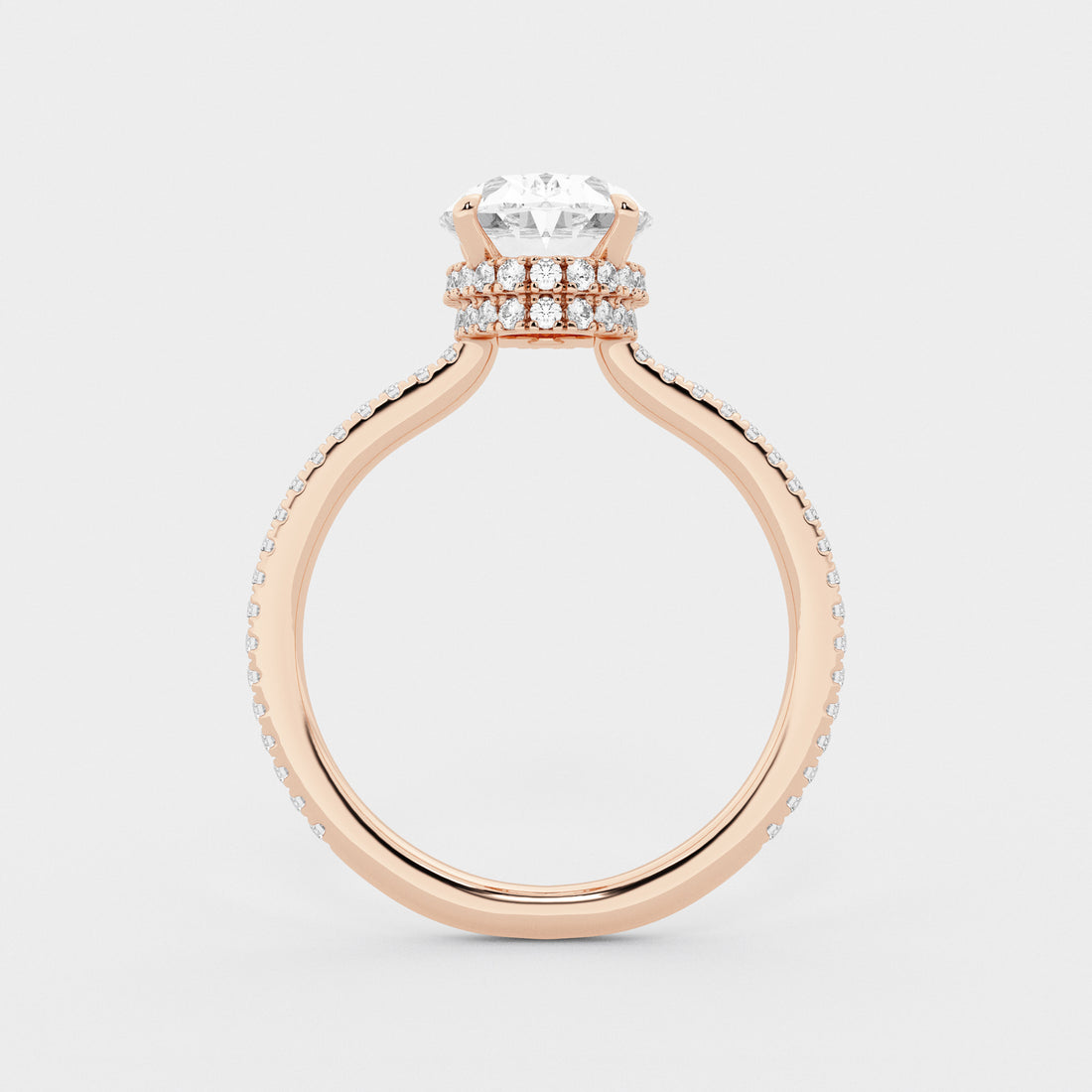 Luxury Oval Cut Lab-Grown Diamond Pavé Engagement Ring