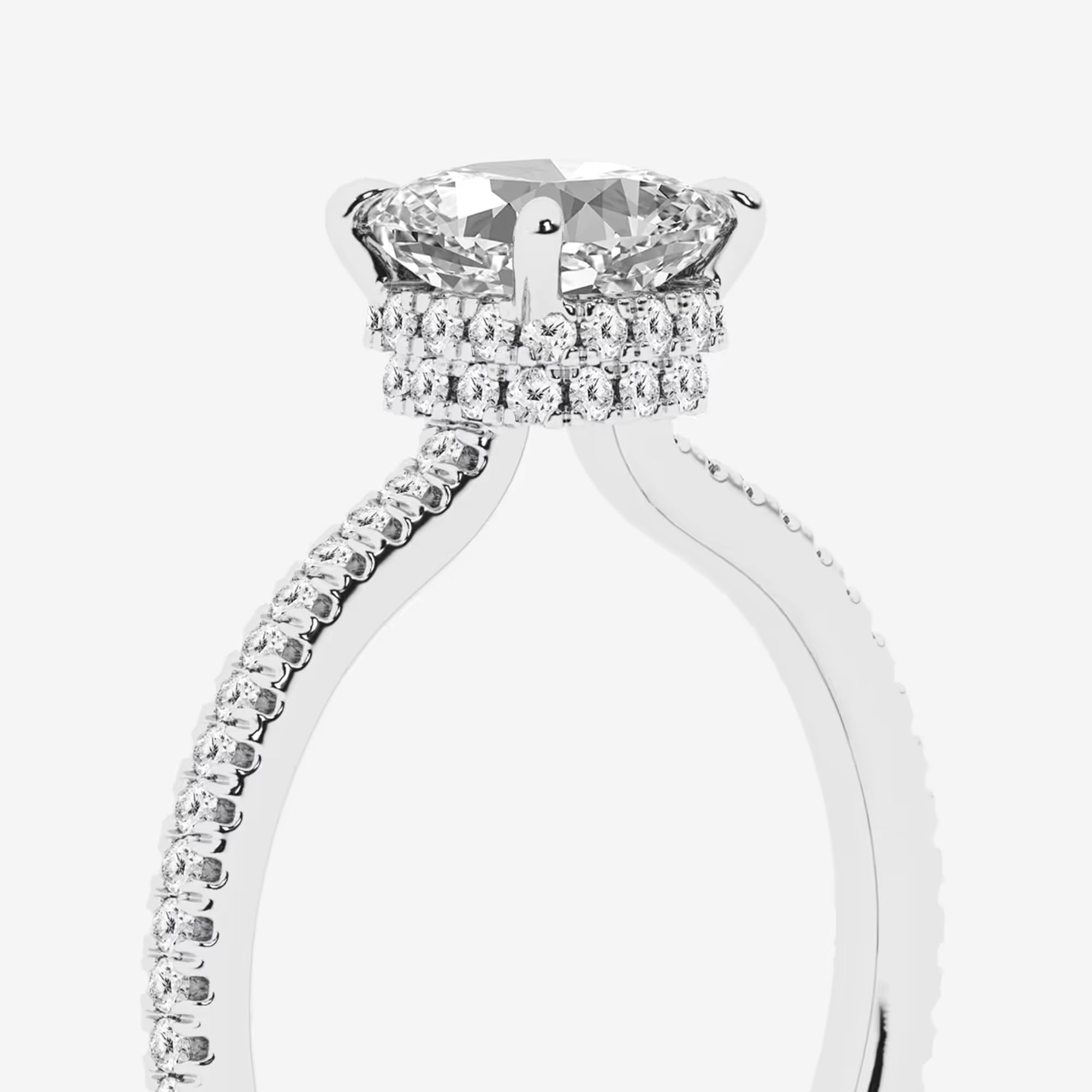 Luxury Oval Cut Lab-Grown Diamond Pavé Engagement Ring