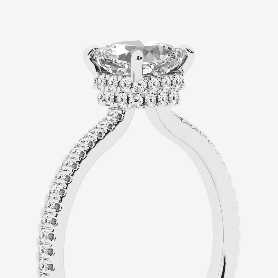 Luxury Oval Cut Lab-Grown Diamond Pavé Engagement Ring