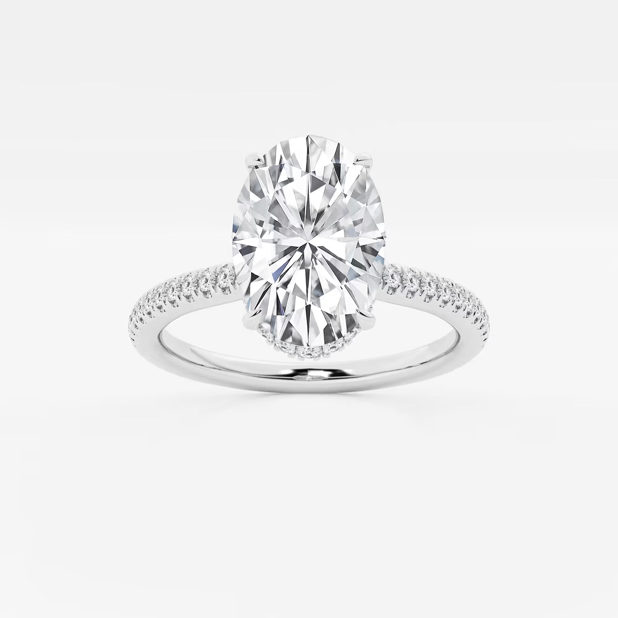 Luxury Oval Cut Lab-Grown Diamond Pavé Engagement Ring
