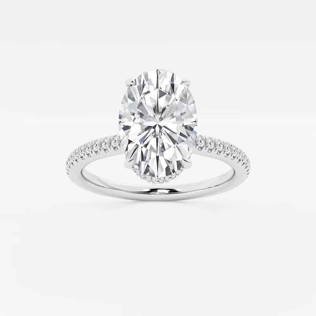 Luxury Oval Cut Lab-Grown Diamond Pavé Engagement Ring