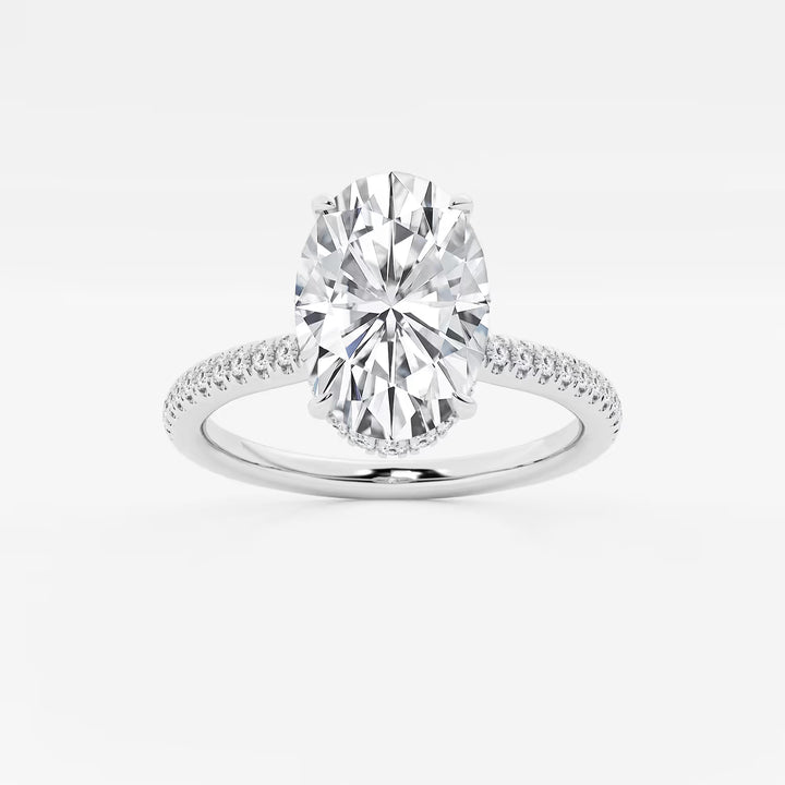 Luxury Oval Cut Lab-Grown Diamond Pavé Engagement Ring