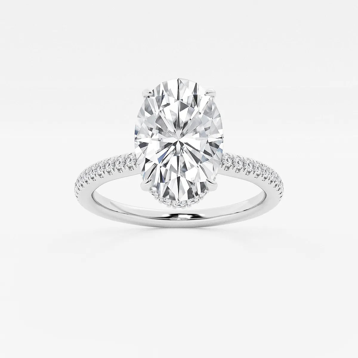 Luxury Oval Cut Lab-Grown Diamond Pavé Engagement Ring