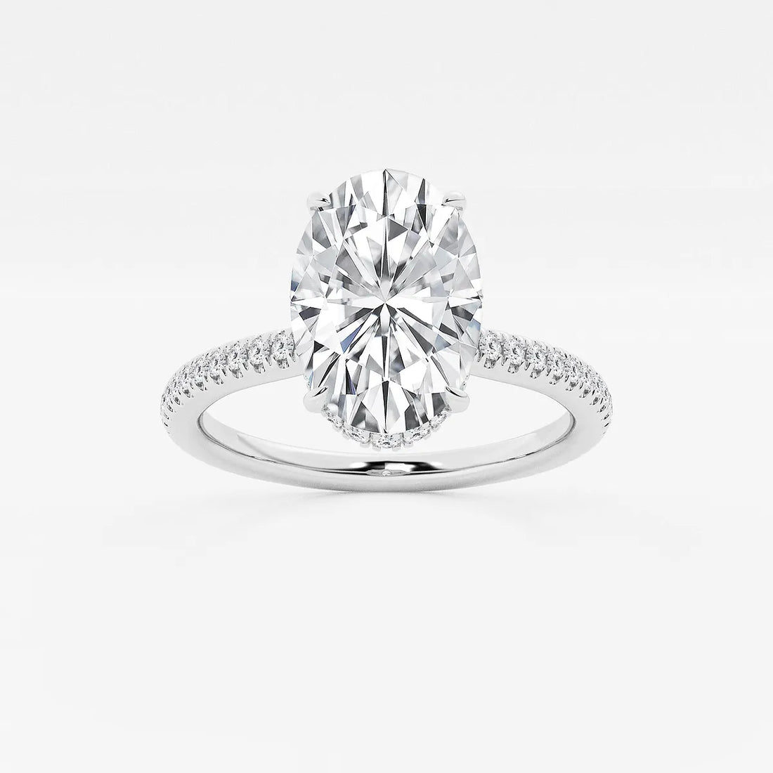 Luxury Oval Cut Lab-Grown Diamond Pavé Engagement Ring
