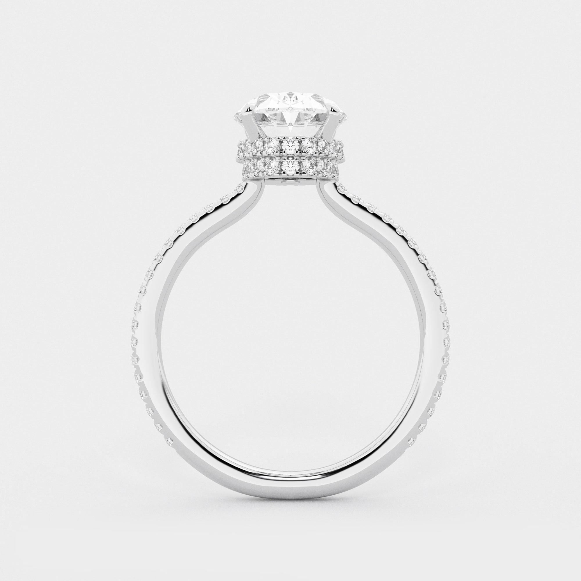 Luxury Oval Cut Lab-Grown Diamond Pavé Engagement Ring