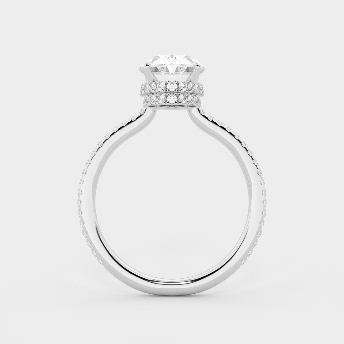 Luxury Oval Cut Lab-Grown Diamond Pavé Engagement Ring