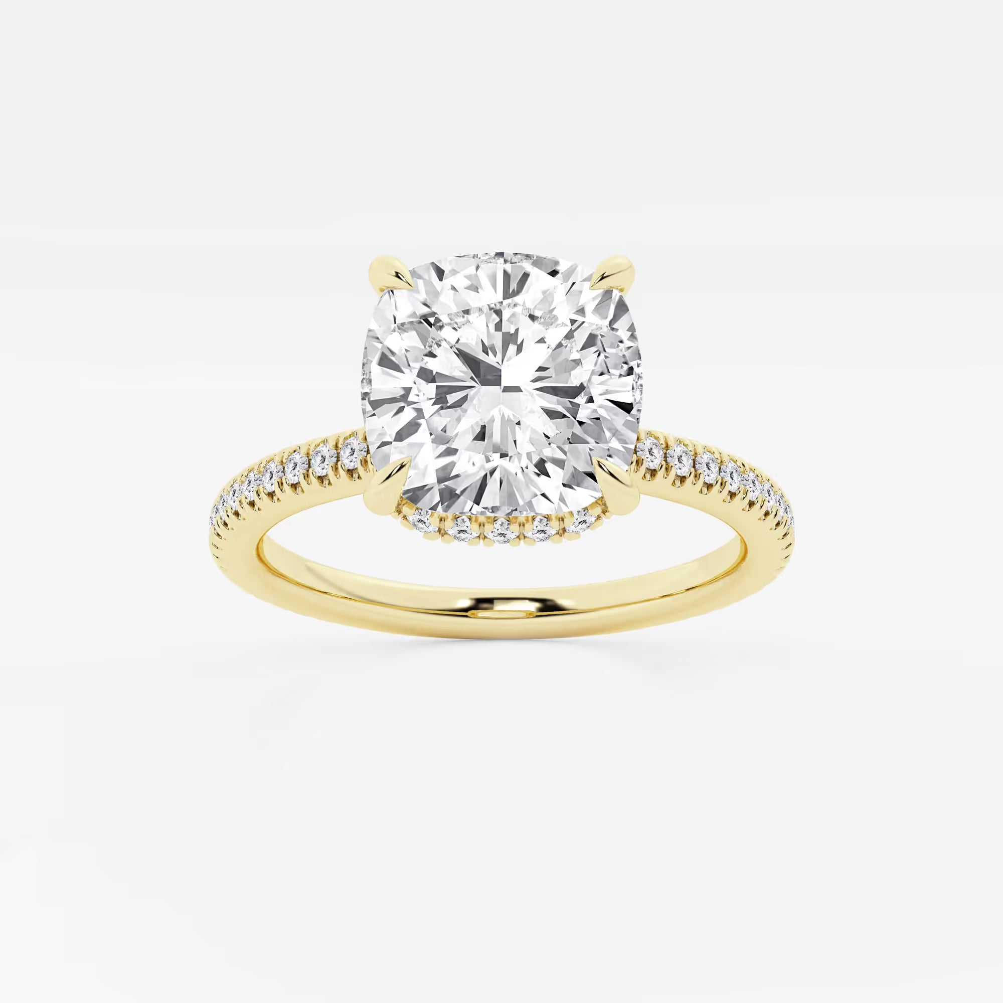 Cushion Lab Grown Diamond Hidden Halo Engagement Ring