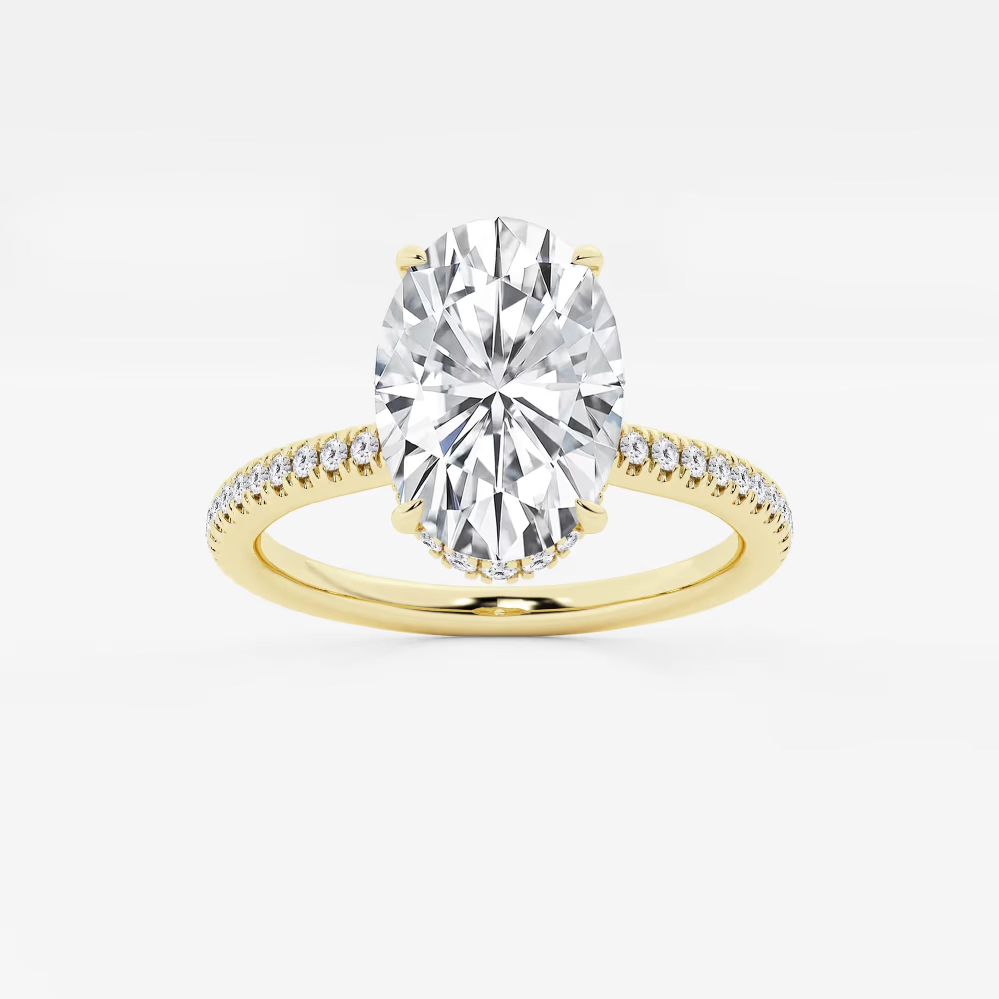 Luxury Oval Cut Lab-Grown Diamond Pavé Engagement Ring