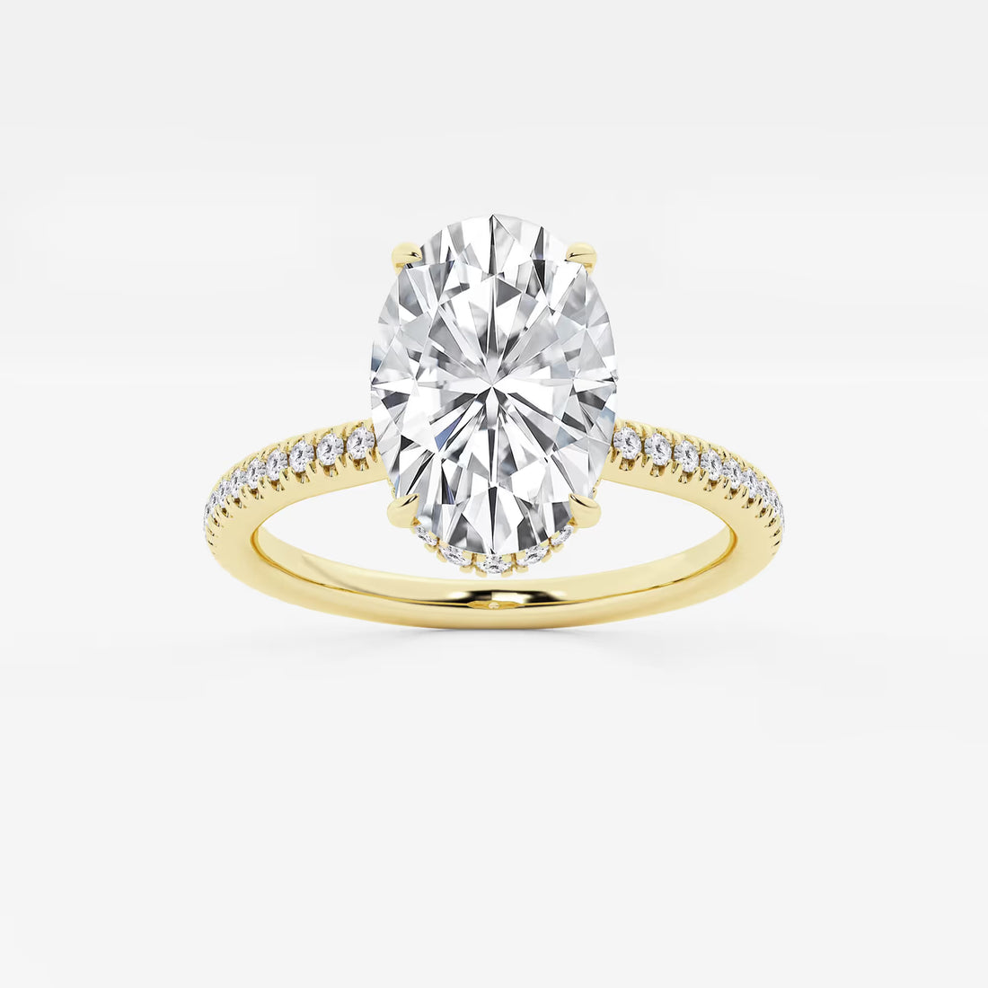 Luxury Oval Cut Lab-Grown Diamond Pavé Engagement Ring