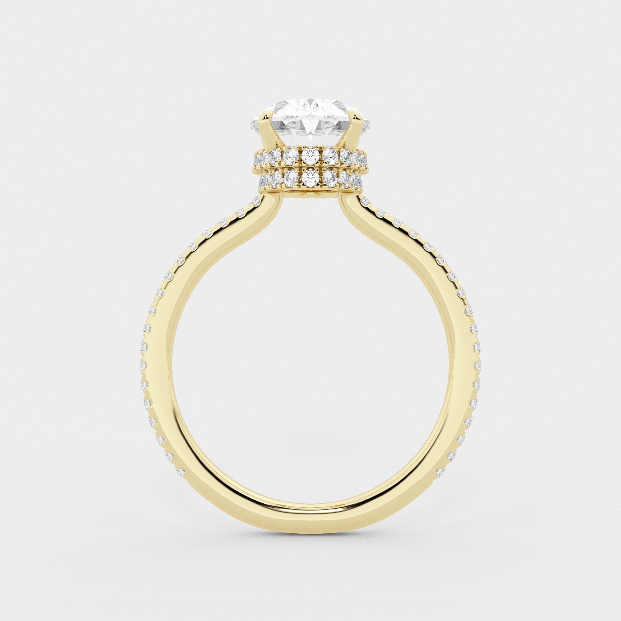 Luxury Oval Cut Lab-Grown Diamond Pavé Engagement Ring