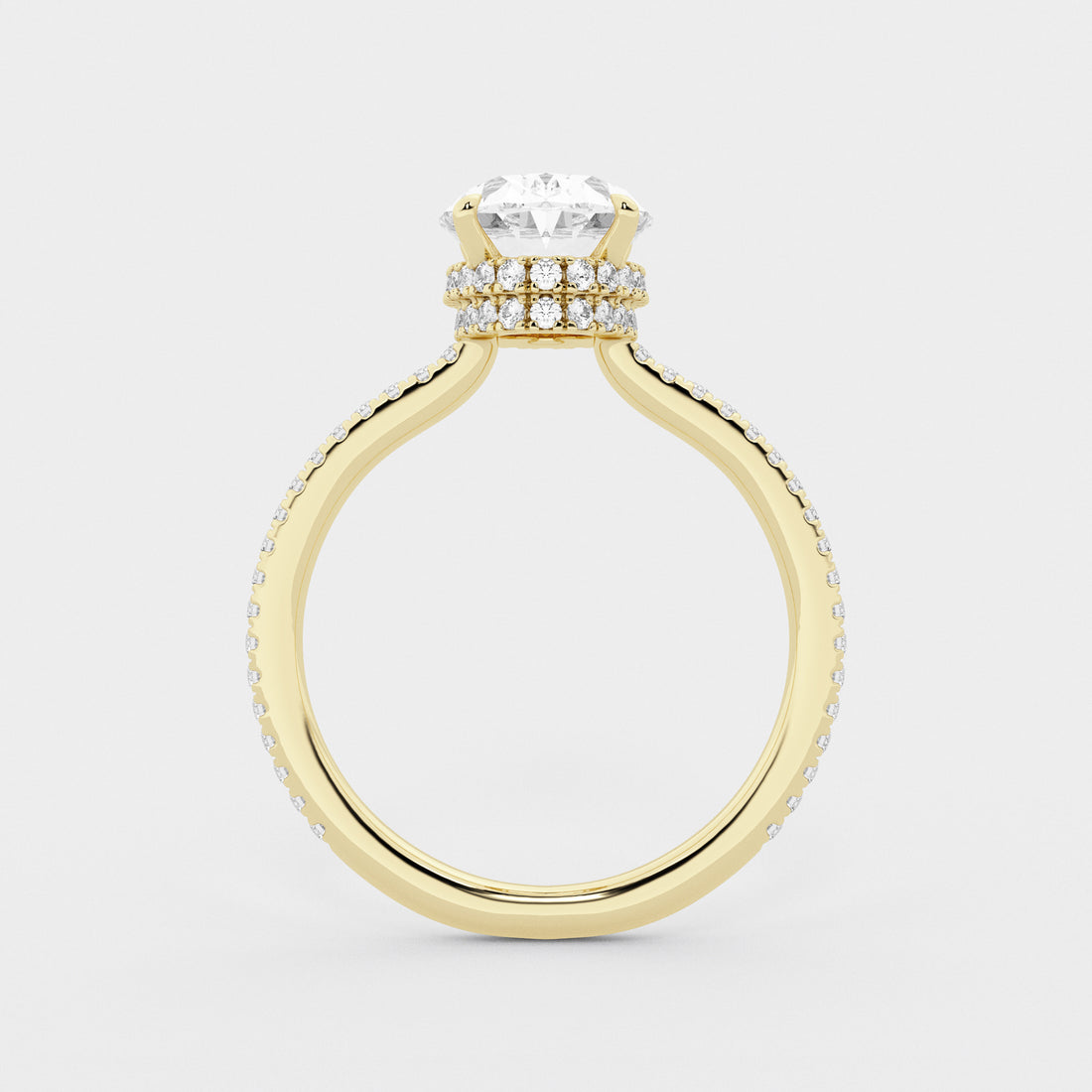 Luxury Oval Cut Lab-Grown Diamond Pavé Engagement Ring