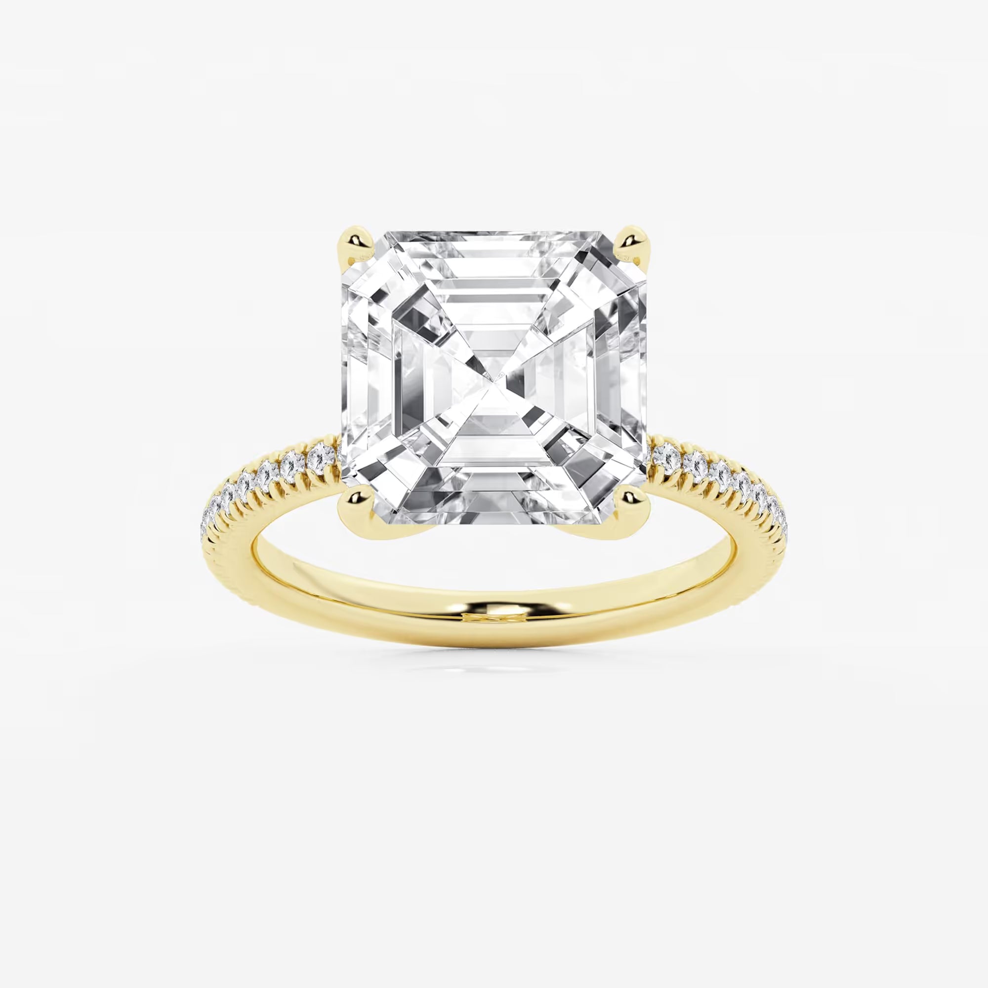 Lumina Asscher Lab Grown Diamond Side Stone Engagement Ring