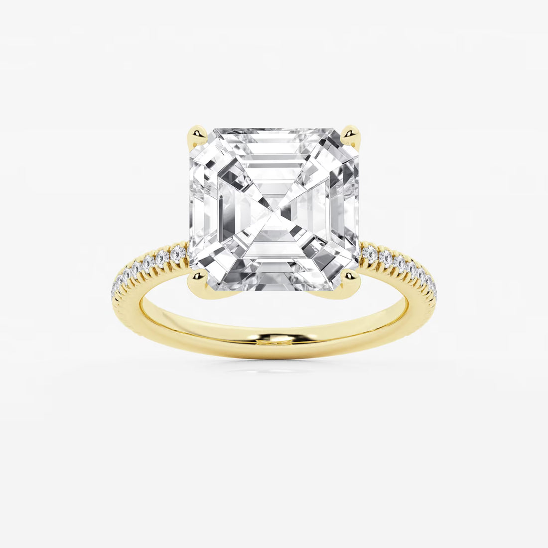 Lumina Asscher Lab Grown Diamond Side Stone Engagement Ring