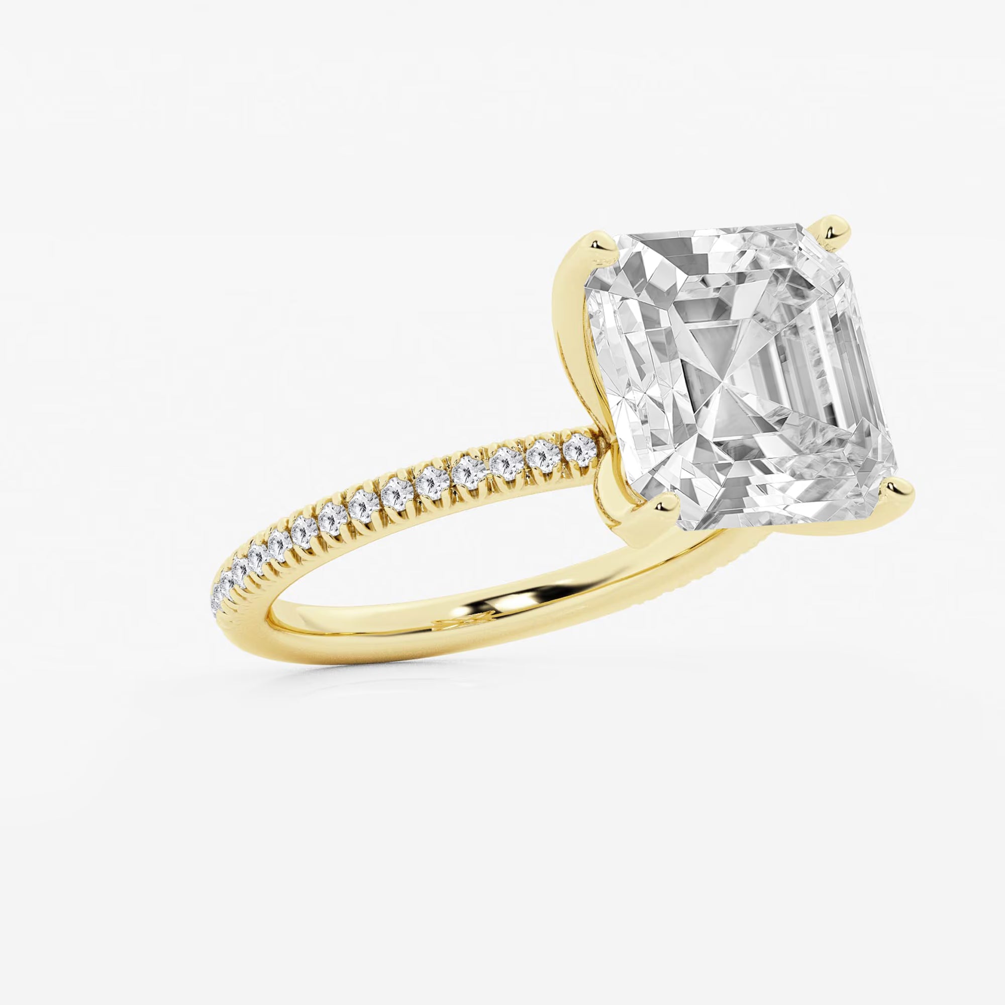 Lumina Asscher Lab Grown Diamond Side Stone Engagement Ring