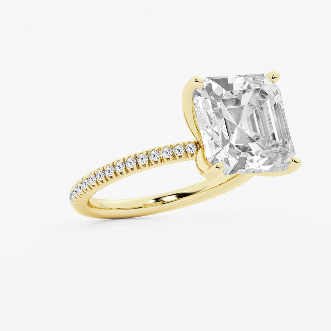 Lumina Asscher Lab Grown Diamond Side Stone Engagement Ring