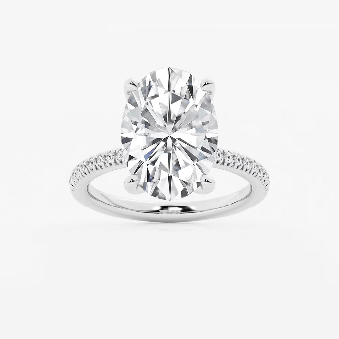 Oval Cut Lab-Grown Diamond Pavé Engagement Ring