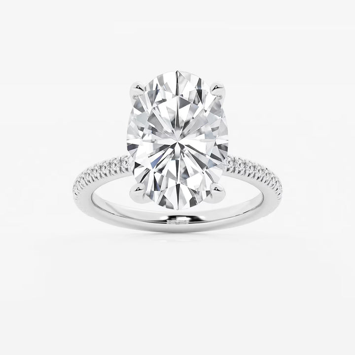Oval Cut Lab-Grown Diamond Pavé Engagement Ring