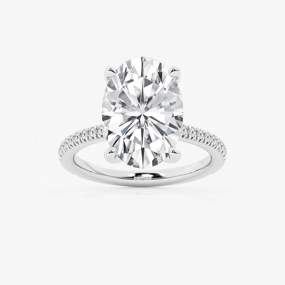 Oval Cut Lab-Grown Diamond Pavé Engagement Ring
