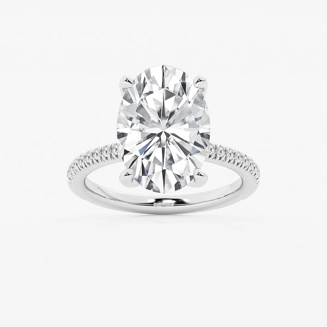 Oval Cut Lab-Grown Diamond Pavé Engagement Ring