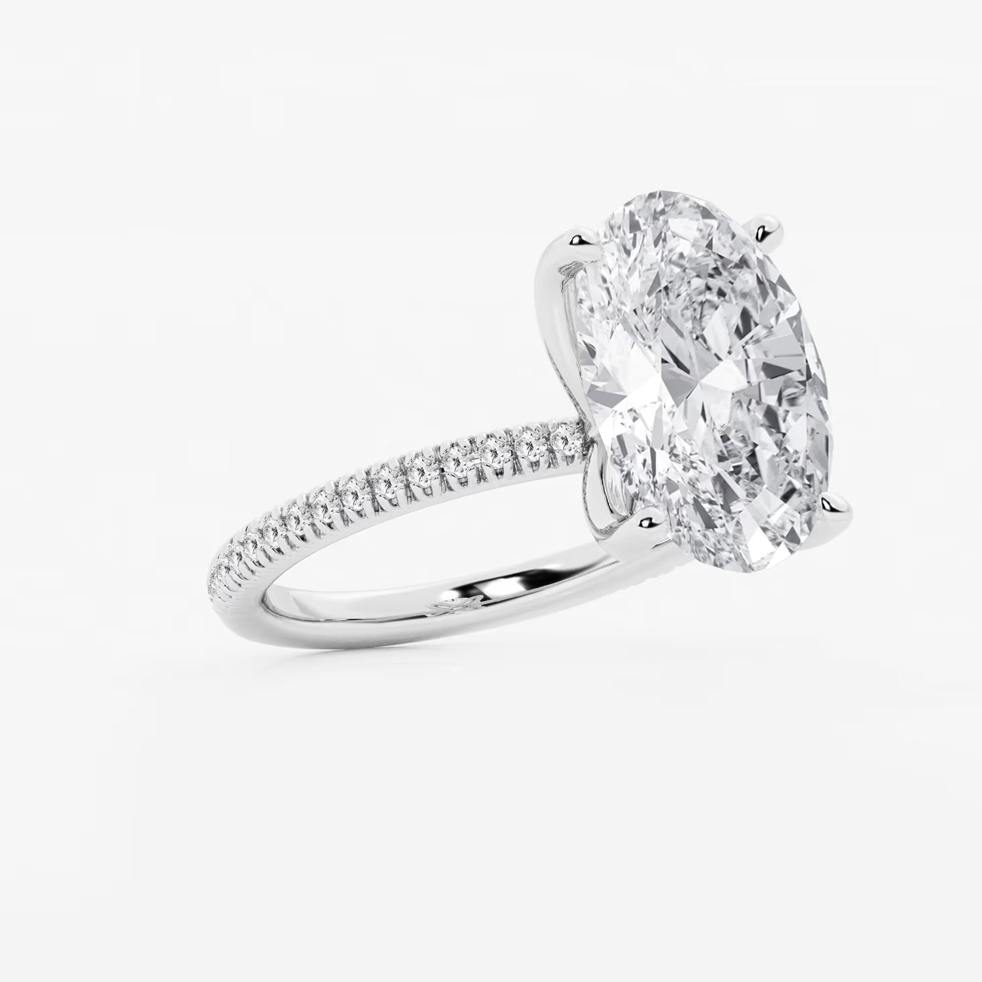 Oval Cut Lab-Grown Diamond Pavé Engagement Ring