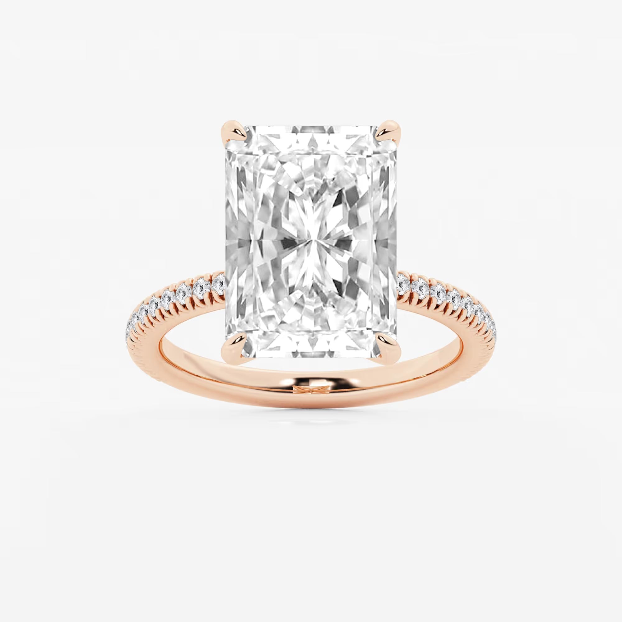 Calista Diamond Scalloped Pavé Solitaire Engagement Ring with Side Accents