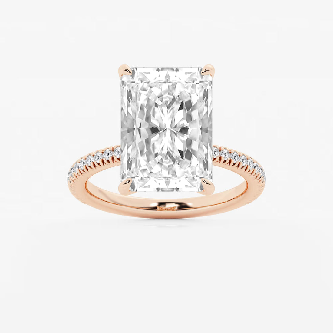 Calista Diamond Scalloped Pavé Solitaire Engagement Ring with Side Accents